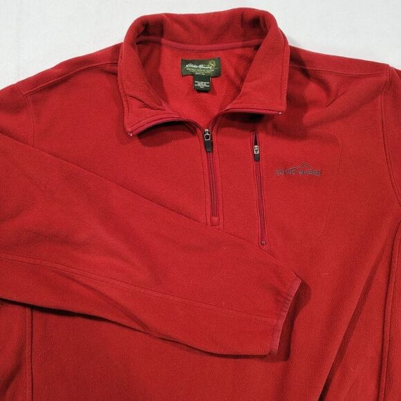 Eddie Bauer Long Sleeve Mens 1/4 Zip Pullover Sweater Adult XL Red Fleece - Picture 1 of 6